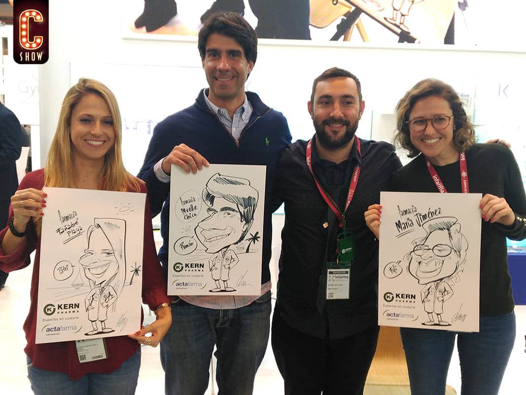 Caricaturas en vivo en stand de feria en Madrid