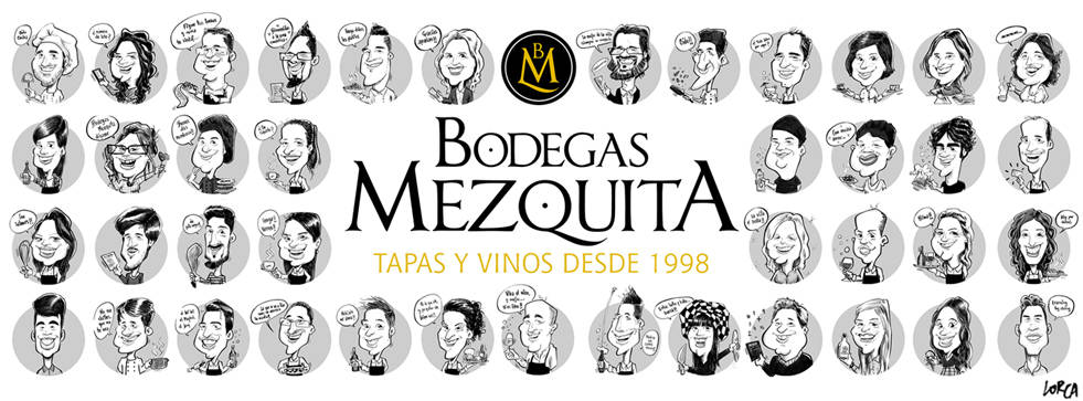 Team building con caricaturas personalizadas en Bodegas Mezquita de Córdoba